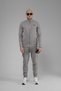 Unisex Regular Fit Interlock Pique Sweatshirt with Mock Neck Zipper Pockets - Gray