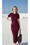 Women's Burgundy Side Tie Dress - 5