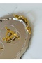 Lunea 2-Piece Gold-Handled Oval Coffee and Engagement Tray - Glass Ring Holder Set (20x25cm) - 2