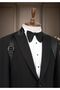 Sleeve Belted Design, Swallow Collar, Balance of Power and Style, Men's Suit, Black - 2