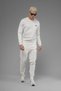 Unisex Regular Fit Crew Neck Textured Interlock Pique Sweatshirt - White - 3