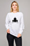 Silhouette Guns and Ships Printed White Women's Knitted Sweatshirt Long Sleeve