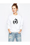 Silhouette Dragon Ball 2 Printed White Women's Knitted Sweatshirt Long Sleeve