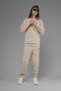 Unisex Regular Fit Crew Neck Textured Interlock Pique Sweatshirt - Beige - 2