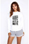 Favori Book Death Printed White Women's Knitted Sweatshirt Long Sleeve