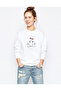 I'M Hungry Printed White Women's Knitted Sweatshirt Long Sleeve