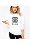 Thrasher Magazine Printed White Women's Knitted Sweatshirt Long Sleeve