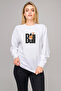 Pitbull Dog Printed White Women's Knitted Sweatshirt Long Sleeve