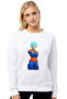 Anime Dragon Ball Printed White Women's Knitted Sweatshirt Long Sleeve