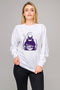 My Neighbor Komşum Totoro Printed White Women's Knitted Sweatshirt Long Sleeve