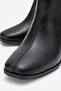 Women's Plain Blunt Toe Heeled Boots Black Leather - 3