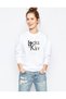 And Key All Keys Lockekey Tt Printed White Women's Knitted Sweatshirt Long Sleeve