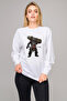 God of War Silhouette Printed White Women's Knitted Sweatshirt Long Sleeve
