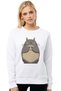My Neighbor Komşum Totoro Printed White Women's Knitted Sweatshirt Long Sleeve
