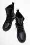 Simple Women's Lace-Up Boots Black Leather - 5