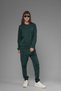 Unisex Regular Fit Crew Neck Textured Interlock Pique Sweatshirt - Dark Green - 2