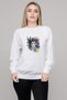 Lion Art Drawing Poster Painting Lion Printed White Women's Knitted Sweatshirt Long Sleeve