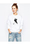 Silhouette Ice Hockey B Printed White Women's Knitted Sweatshirt Long Sleeve