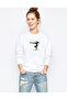Silhouette Gymnastic Printed White Women's Knitted Sweatshirt Long Sleeve