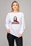 La Case De Papel Hodie Printed White Women's Knitted Sweatshirt Long Sleeve