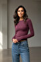 Women's Crew Neck Finger Hole Slim Fit Lycra Blouse - 3