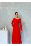 Boat Neck Shoulder Detail Long Leonora Women's Dress for Special Occasions and Daily Wear - 3