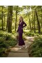 V-Neck Long Sleeve Maxi Length Stretchy Stretch Fabric Plain Elegant Tassels Dress - 5