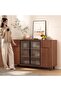 NKX Dining Side Integrated Storage Cabinet Against the Wall Solid wood core tea Living room cabinet - 2