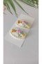 Bee Embroidered Cotton Anti-Allergic Low Hair Baby Buckle Organic Set of 2 Handmade Baby Gift - 4
