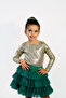 Sparkly Long Sleeve Snap-On Bodysuit and Layered Tulle Skirt Set - 3