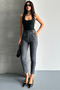 Women's Patterned Skinny Leg Trousers with Pockets and Belted Waist - 8