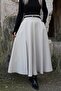 Beige Slit Flared Skirt