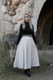 Beige Slit Flared Skirt - 2