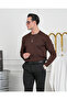 Men's Brown Cotton Lycra Slim Fit Crew Neck Vertical Stripe Knitwear Sweater - 3