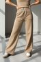 Beige Pocket Detailed Wide Leg Elastic Waist Sweatpants - 4