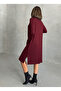 Women's Burgundy Long Slit Basic Cardigan - 5