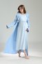 Women's Blue Jacquard Long Sleeve Full Length Winter 100% Cotton Design Maternity Nightgown Nightdress - 3