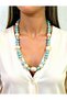 Modern Design Necklace with Turquoise and Pearl Detail