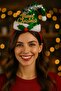 Shiny Green Sequin Merry Christmas Written Christmas Hat with Red Crown New Year Party Accessory