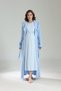 Women's Blue Jacquard Long Sleeve Full Length Winter 100% Cotton Design Maternity Nightgown Nightdress - 4