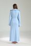 Women's Blue Jacquard Long Sleeve Full Length Winter 100% Cotton Design Maternity Nightgown Nightdress - 6