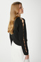 Women's Raise Sleeve Detail Black Knitwear Sweater 8667 - 7