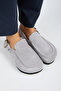 ®   Premium Series Alba Light Gray Genuine Leather Soft Footbed Closed Front Sandals Slipper - 3