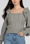 Ruffled Square Neck Tie-Back Balloon Sleeve Winter Hair Knitwear Sweater - 5