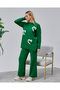 Women's Heart Screen Printing Pearl Embroidery Detail Knitwear Sweater Pants Two-Piece Set - 8