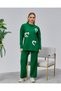 Women's Heart Screen Printing Pearl Embroidery Detail Knitwear Sweater Pants Two-Piece Set - 5