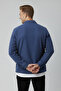 Blue Stretch Fabric Velvet Fabric Relaxed Fit Men's Shirt – Soft Texture, Stylish Design 2600759 - 4