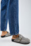 ®   Premium Seri Arya Light Gray Genuine Leather Soft Footbed Closed Front Buckled Slipper - 5