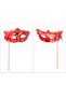 Red Glittering Photo Shoot Mask with Handle 18X29 cm - 2