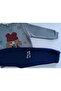 Cotton Girls' Winter Inner Wear Fleece-Lined Tracksuit Set - B Printed Sweatshirt & Pants - 4
